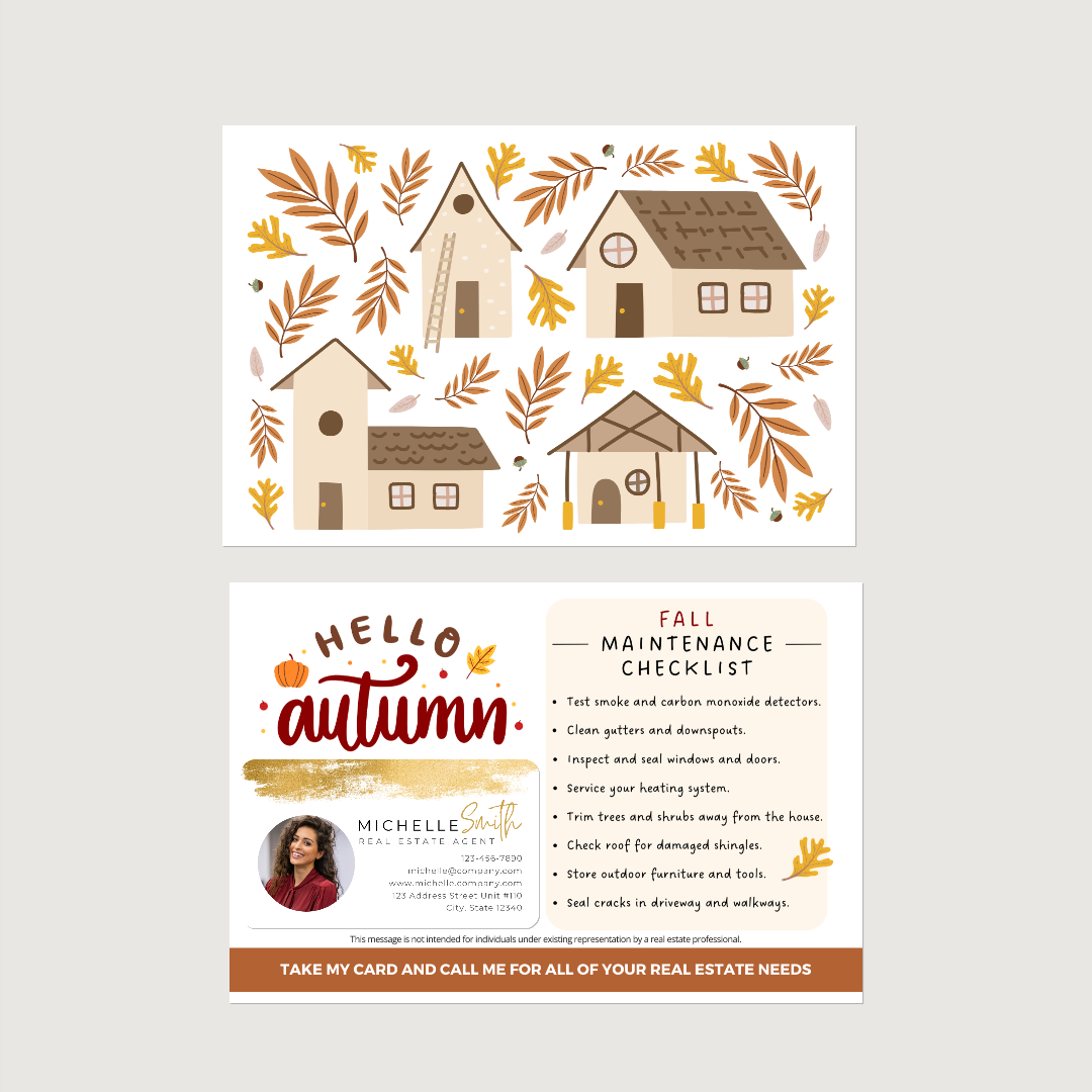 Set of 25 Fall Home Maintenance Checklist Mailers