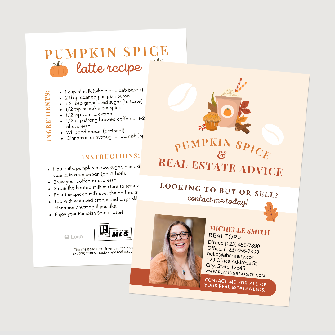 Pumpkin Spice And Real Estate Advice - Set of Personalized Postcards