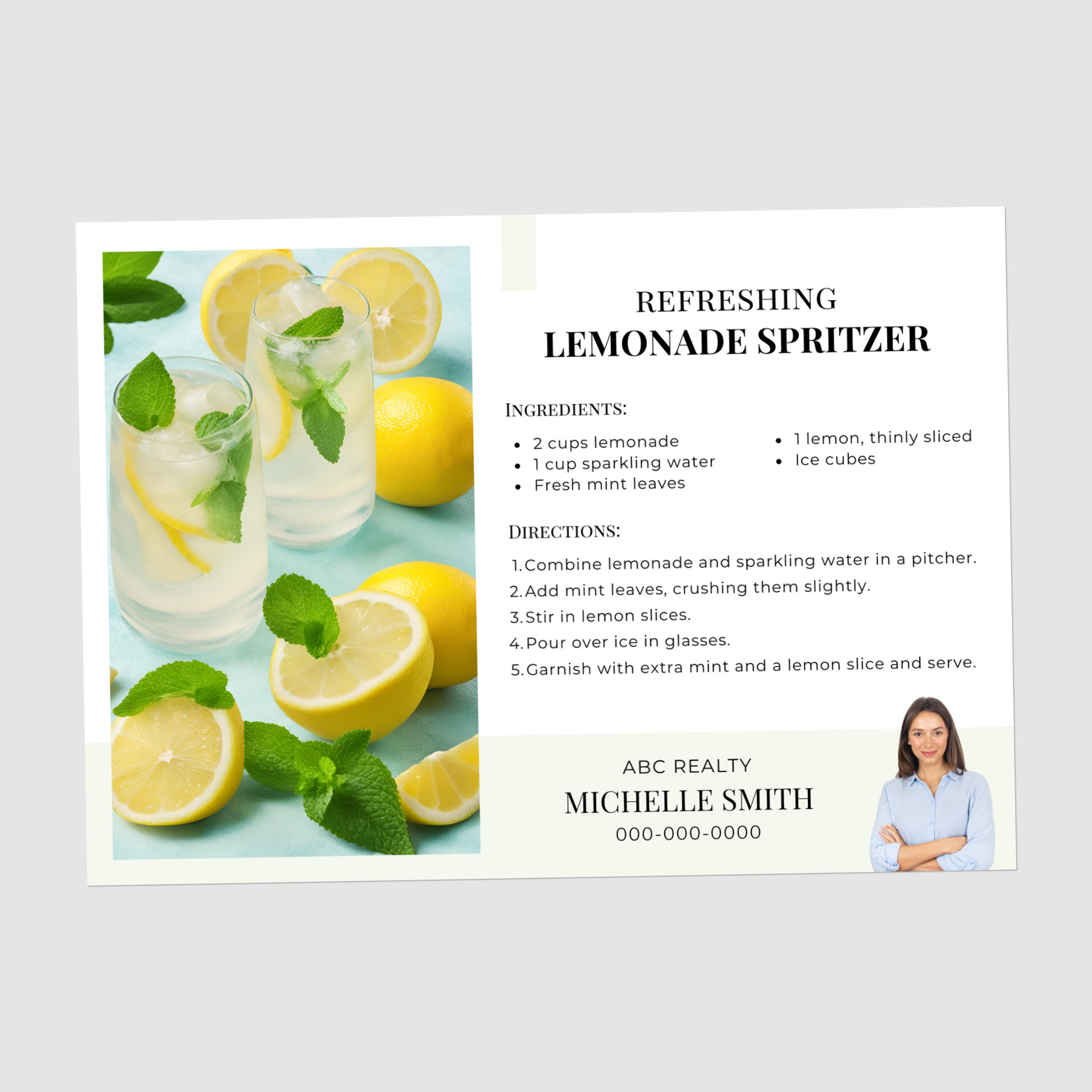 Set Of Real Estate Recipe Postcards Refreshing Lemonade Spritzer set-of-real-estate-recipe-postcards-refreshing-lemonade-spritzer