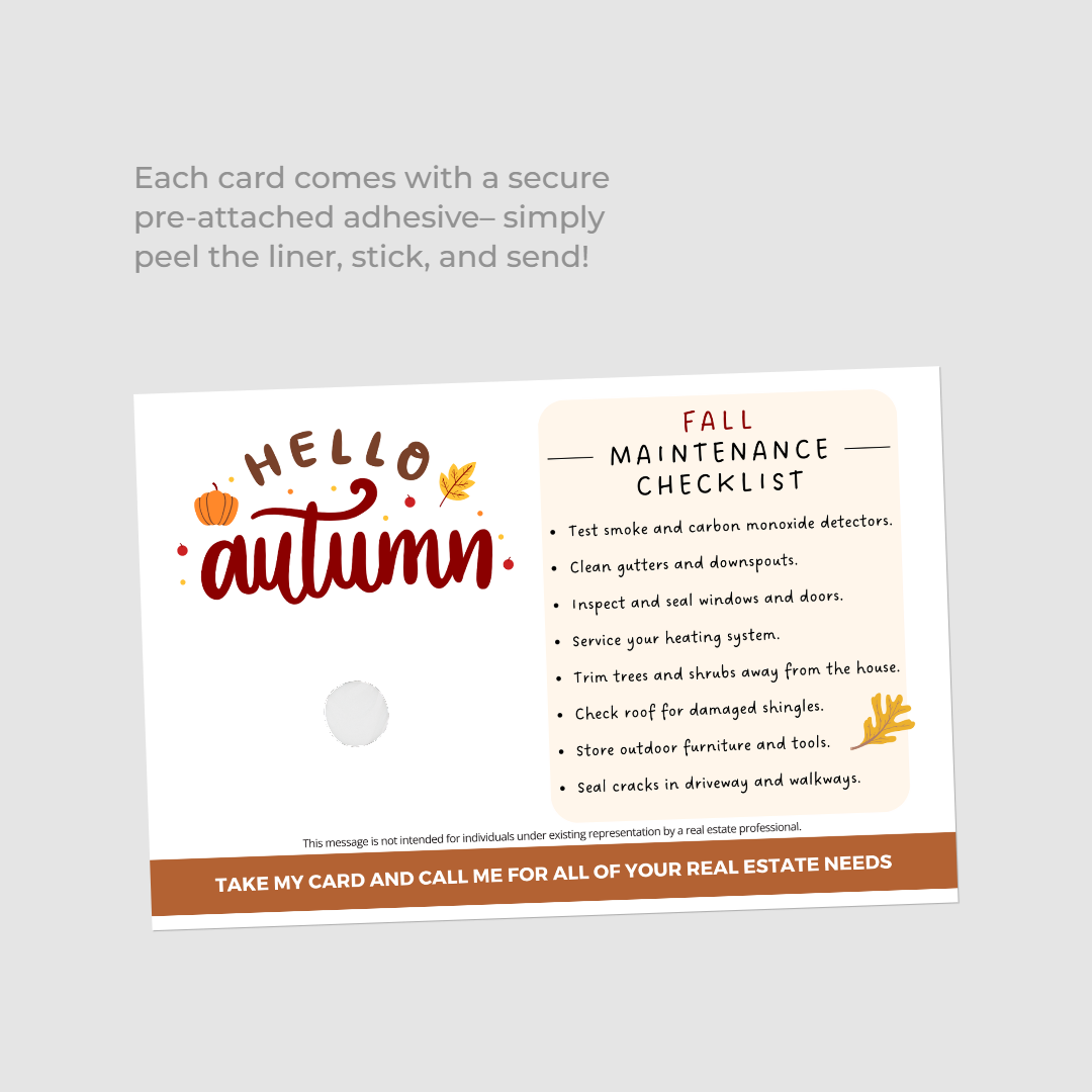 Set of 25 Fall Home Maintenance Checklist Mailers
