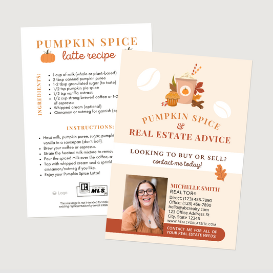 Pumpkin Spice And Real Estate Advice - Set of Personalized Postcards