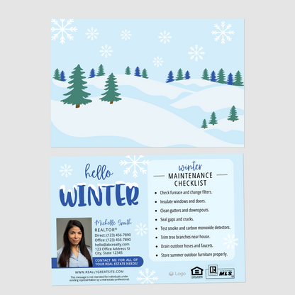 Hello Winter Home Maintenance Postcards