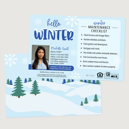 Hello Winter Home Maintenance Postcards