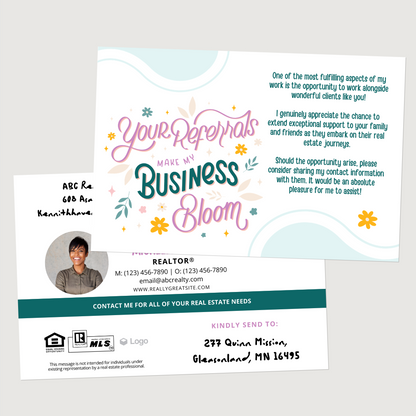 Your Referrals Make My Business Bloom Postcards