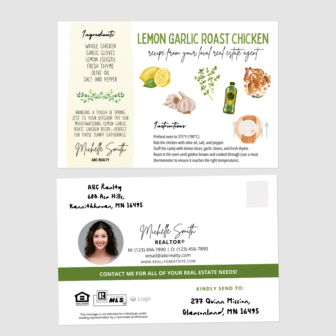 Lemon Garlic Roast Chicken Recipe Cards