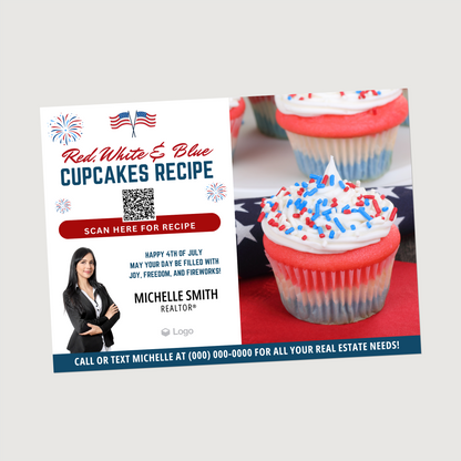 Red, White & Blue Cupcakes Recipe EDDM Postcards