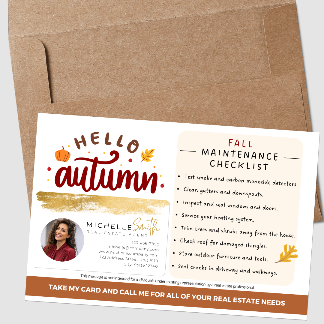 Set of 25 Fall Home Maintenance Checklist Mailers