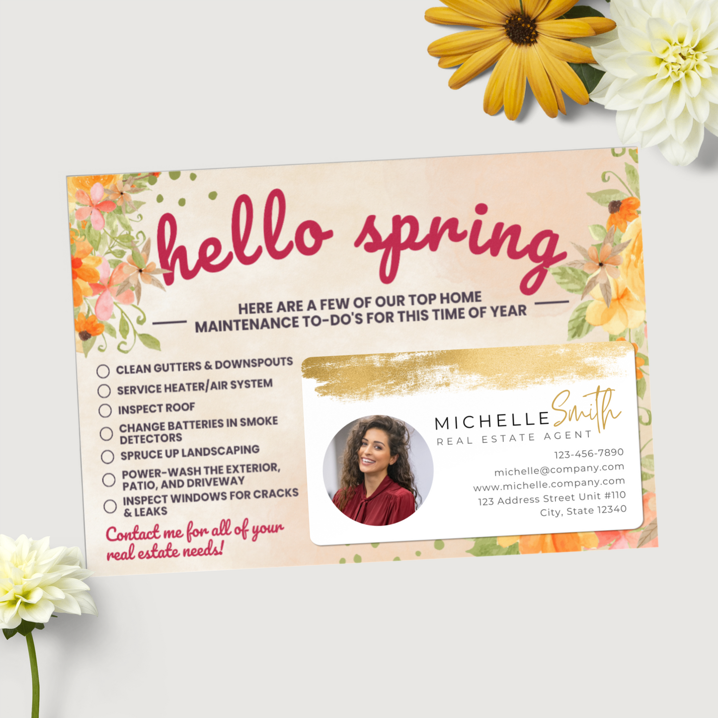 Hello Spring Home Maintenance - Set of Real Estate Prospecting Mailers