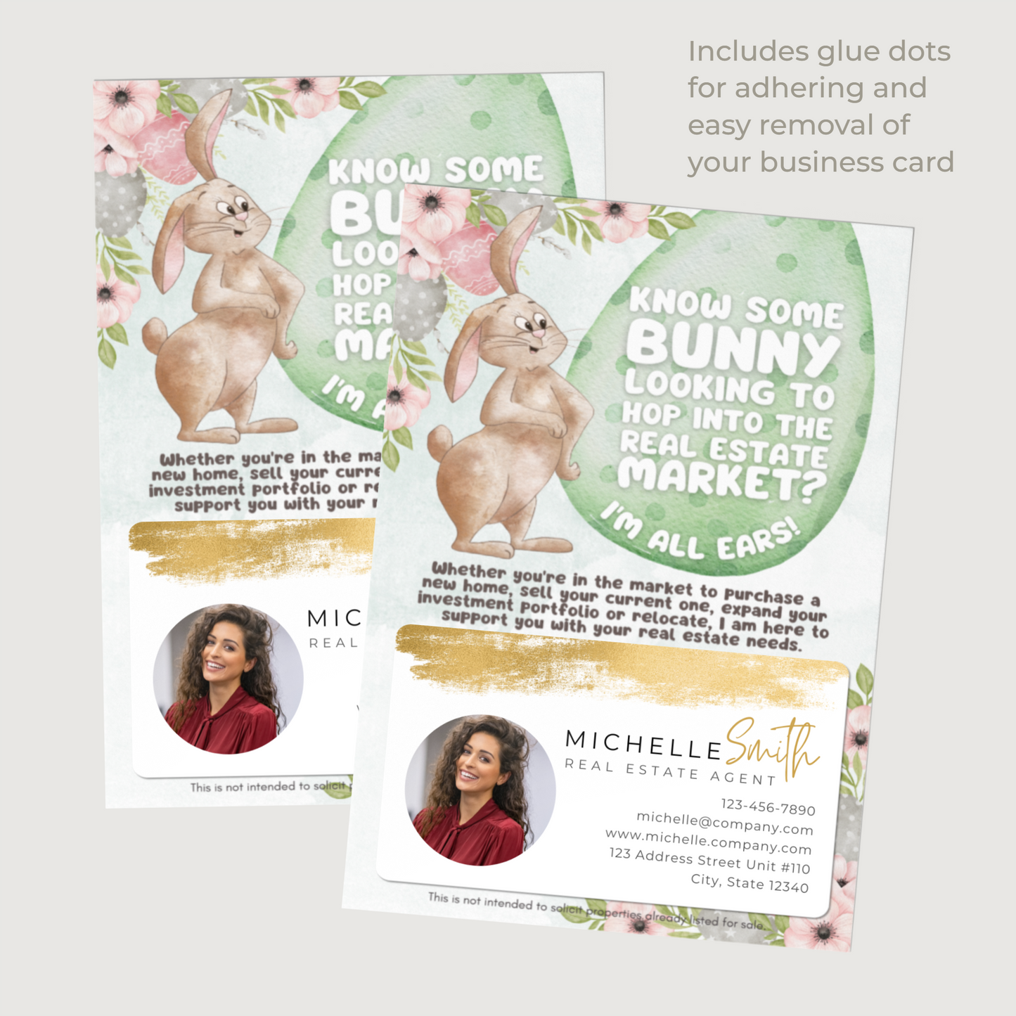 Know Some Bunny Looking to Hop Into The Real Estate Market - Set of Easter Postcard Mailers